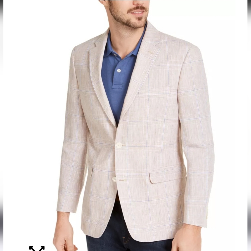 $295 Tommy Hilfiger Men's Modern-Fit TH Flex Stretch Plaid Sport Coat Sz 48R NWT